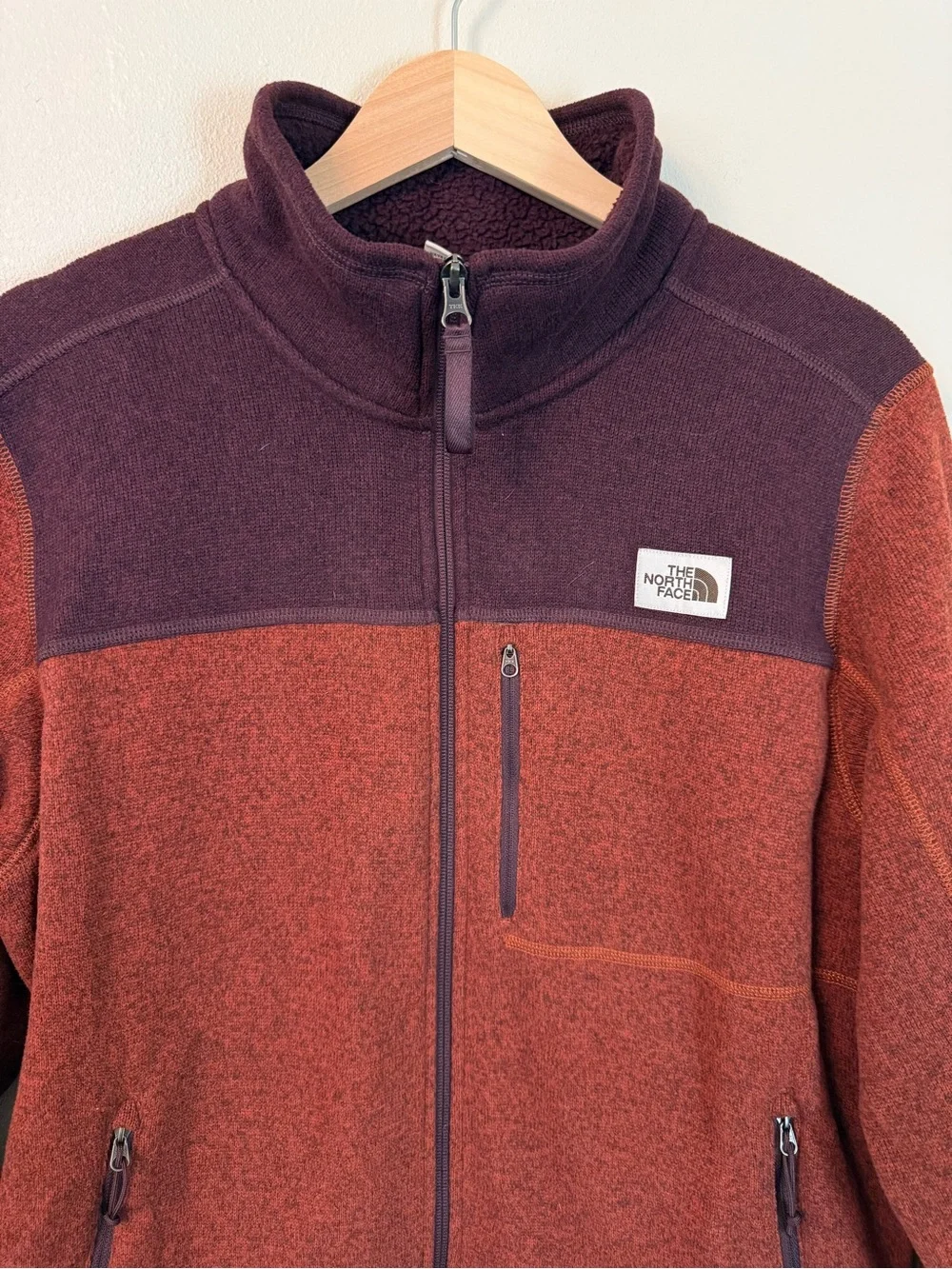 The North Face Gordon Lyons Full Zip Fleece Sweater Jacket Brandywine Orange L
